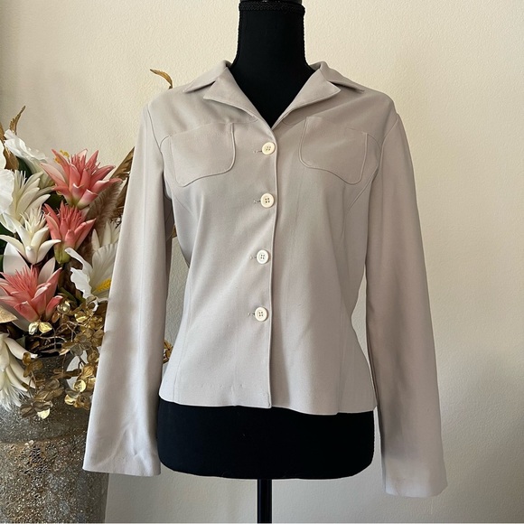 new star usa Jackets & Blazers - Beige Tailored Waist Button Down Jacket